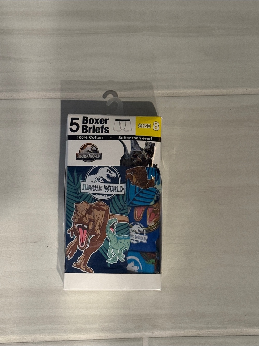 NEW! NEVER OPENED Jurassic World Boys' 5-Pack Boxer Briefs - Blue Dino Print SZ8